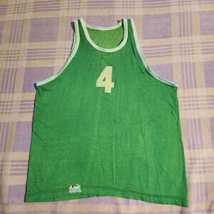 Vintage 60s 50s Felco NY Athletic Wear Jersey SZ M # 4 Green Tank Top Shirt Rare